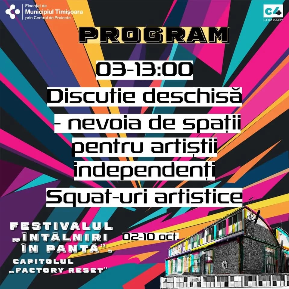 Discuție deschisă- spațiile alternative de cultură- Festivalul ÎNTÂLNIRI ÎN PANTĂ. Factory Reset