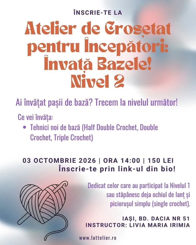 Atelier de Croșetat: Învață Bazele! Nivel 2