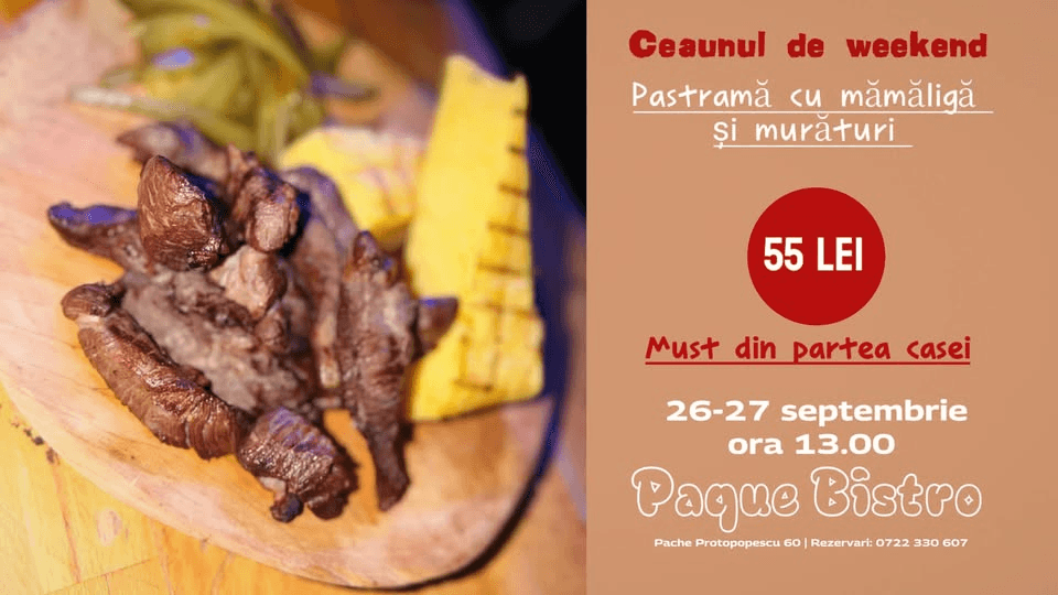 Pastrama cu mamaliga si muraturi + must din partea casei
