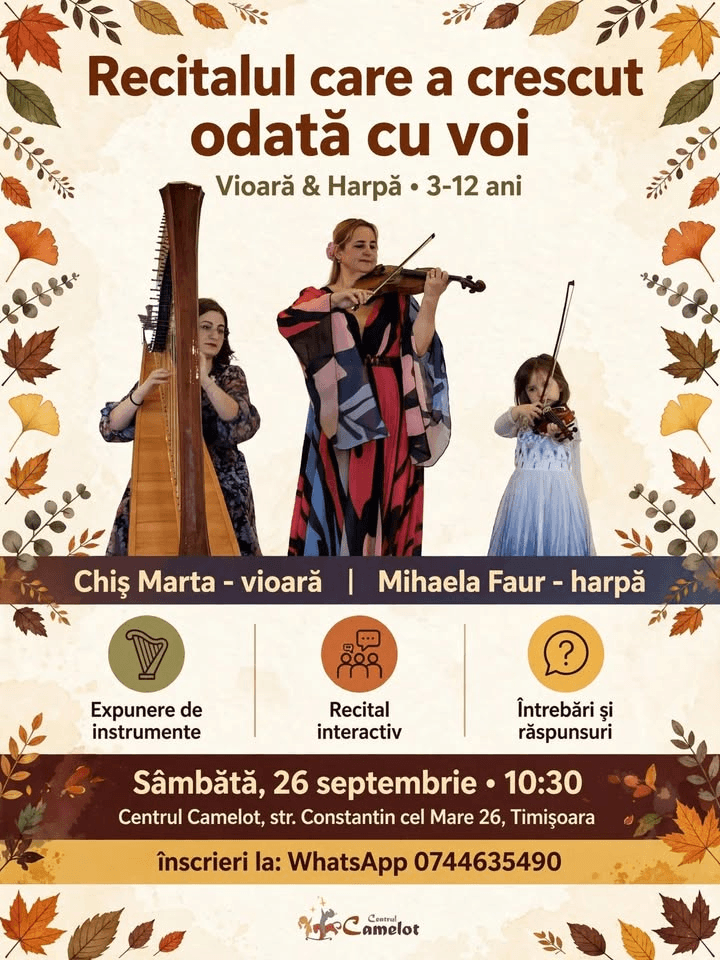 Recitalul care a crescut odată cu voi – Vioară & Harpă 3-12 ani
