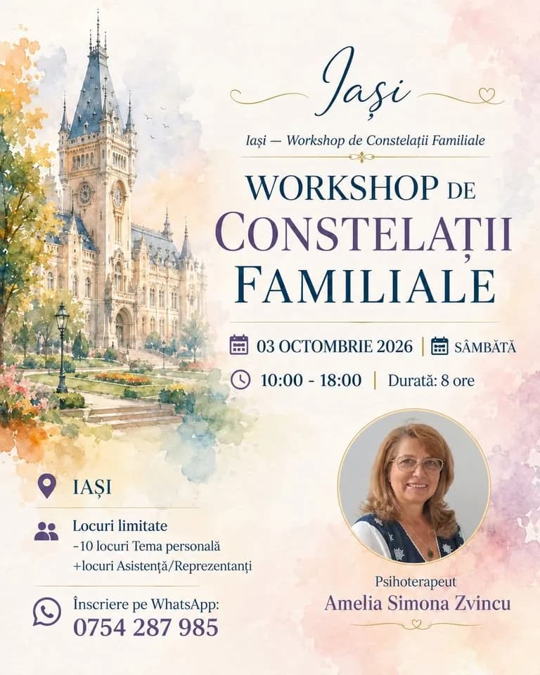 IAȘI - Atelier de Constellations Familiales avec la psychothérapeute/facilitatrice Amelia-Simona Zvîncu