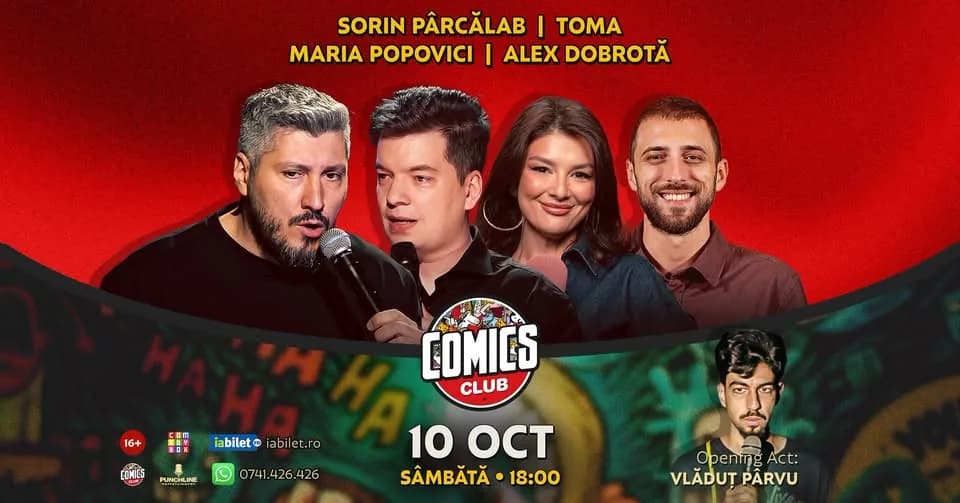 Stand-up Comedy cu Toma, Sorin Pârcălab, Maria Popovici și Dobrotă la Comics