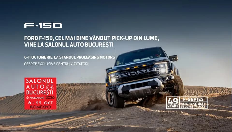 Ford F-150, legenda americană, vine la Salonul Auto București, la standul Proleasing Motors