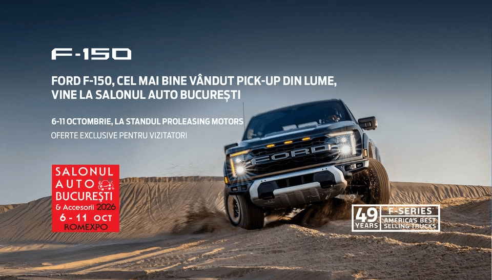 Ford F-150, legenda americană, vine la Salonul Auto București, la standul Proleasing Motors