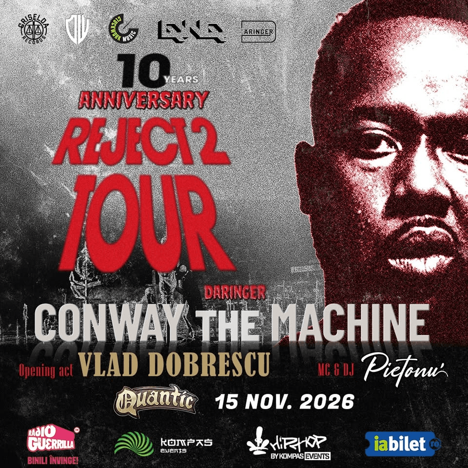 🎤 CONWAY THE MACHINE revine la București cu „10 Years Reject 2 Tour”