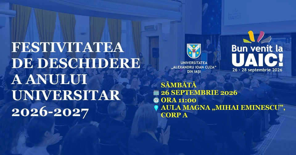 Festivitatea de deschidere a anului universitar 2026-2027 la UAIC