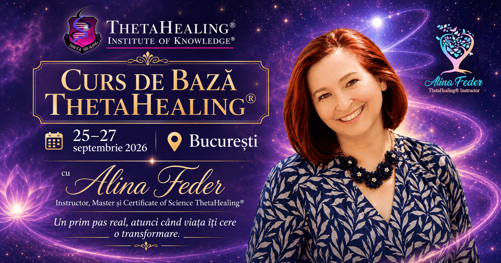 Curs Baza ThetaHealing Bucuresti 25-27 septembrie, cu Alina Feder