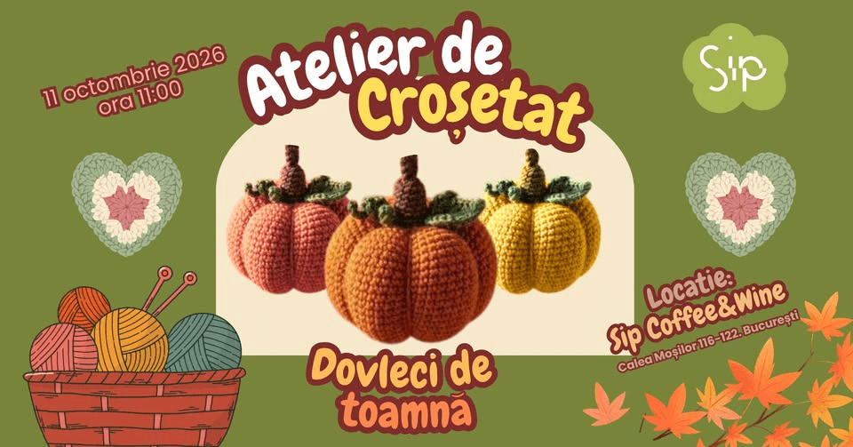 Atelier de Croșetat 🎃 Dovleci de Toamnă | @Sip Coffee & Wine