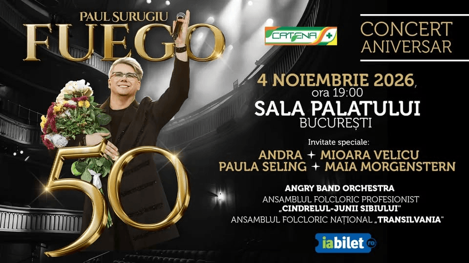 🎤🔥 FUEGO 50 – Concert Aniversar Extraordinar | 4 Noiembrie 2026 | Sala Palatului, București ✨🎶