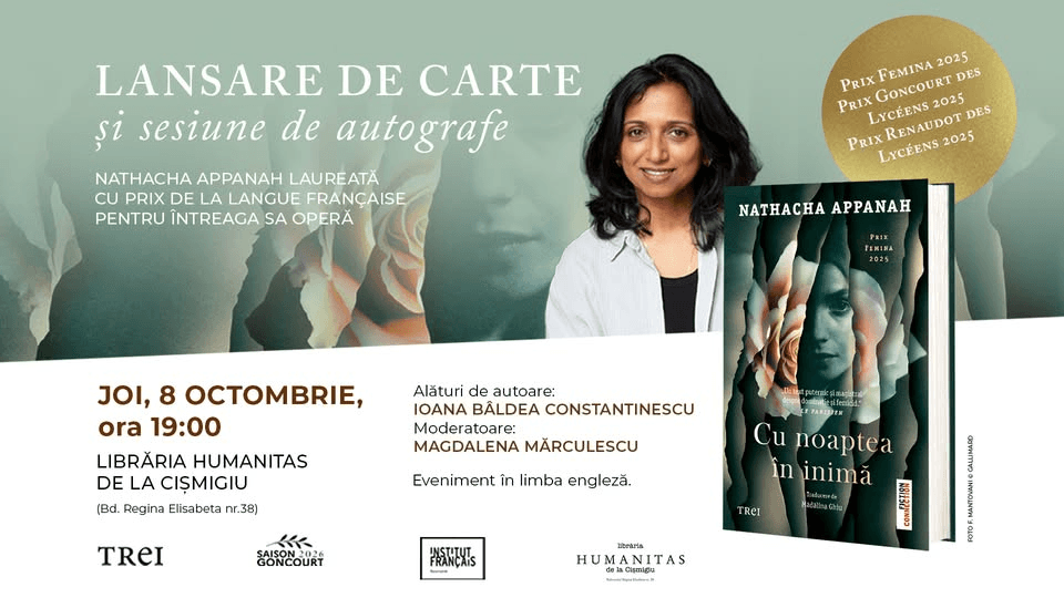 Nathacha Appanah à Bucarest - lancement de livre et séance de dédicaces